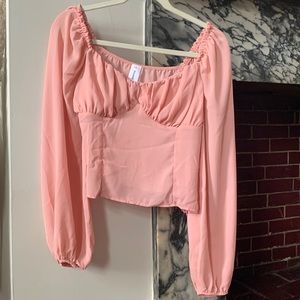 Abound pink corset long sleeve crop top